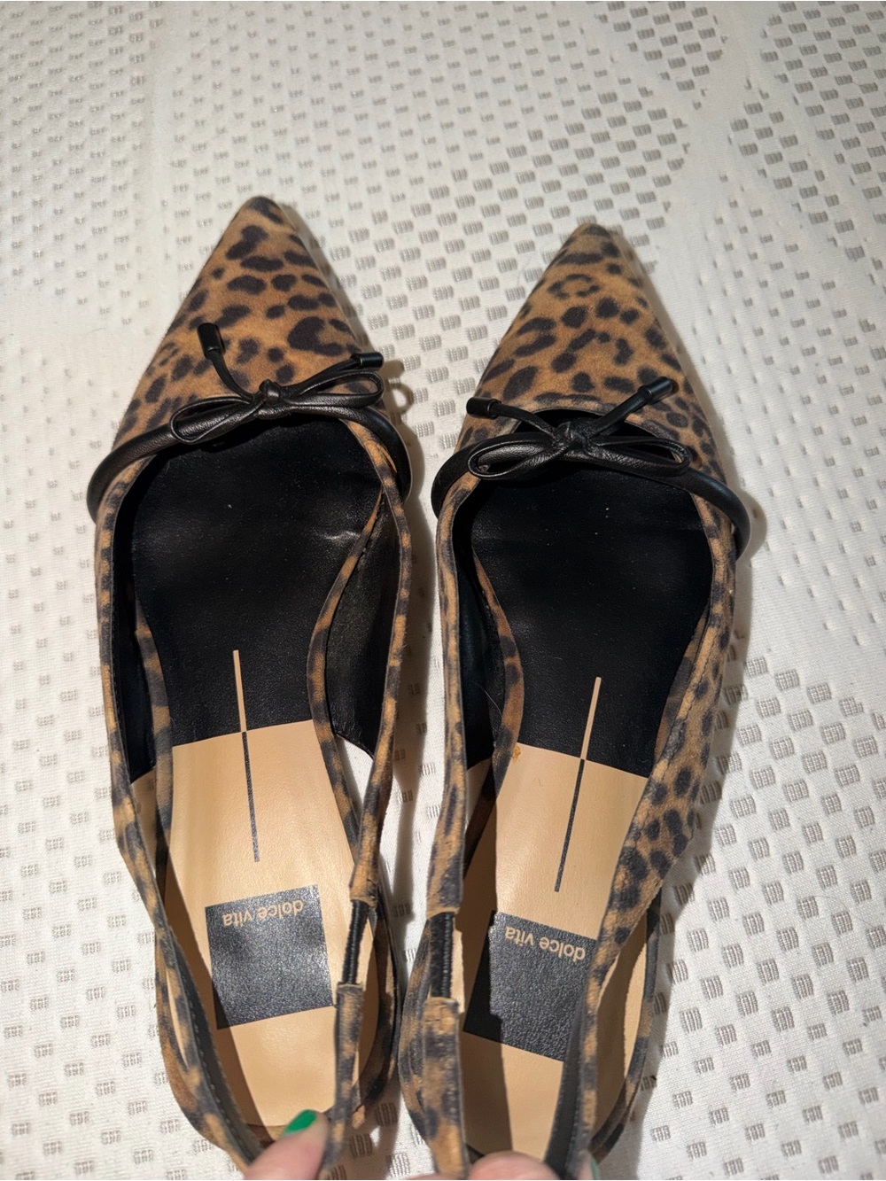 Dolce Vita Leopard Print Pointed Toe Slingback Flats with Bow